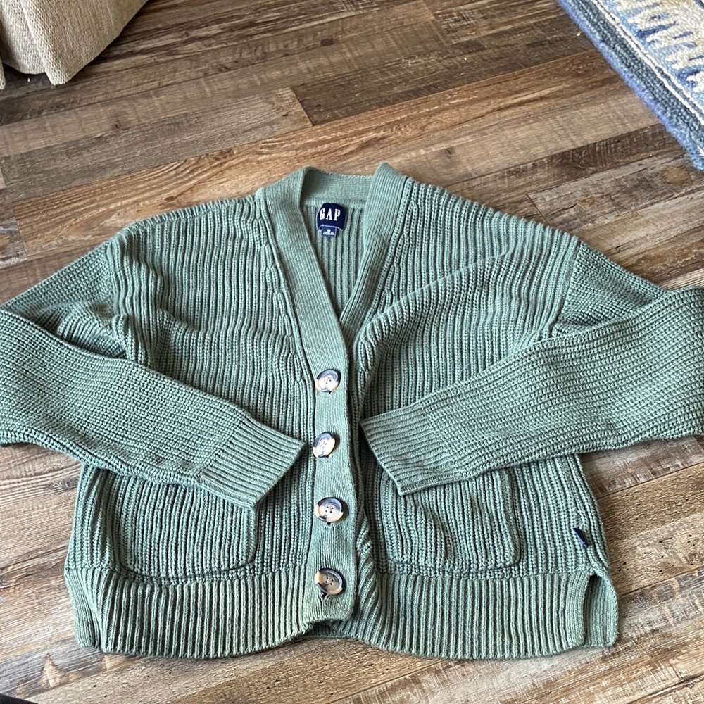 Gap forest green cotton cardigan size womens medium